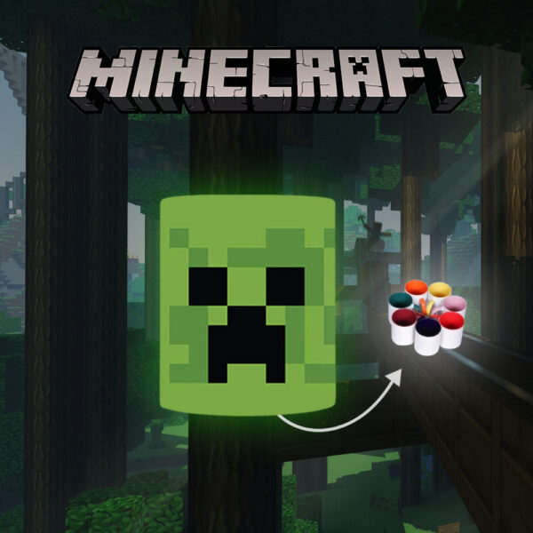 Cană Creeper Minecraft personalizată, cu design pixelat iconic, perfectă pentru fanii jocului.