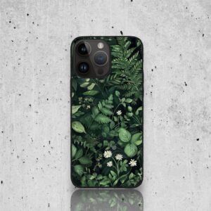 Husă telefon cu design de frunze naturale, potrivită pentru cei care iubesc natura.