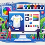 Interfață digitală pentru personalizarea produselor pe Buzunarelu, ilustrând un tricou personalizat cu opțiuni de design și culori.