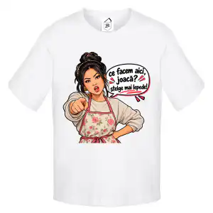 Tricou alb funny Ce facem aici joacă Șterge mai repede cu femeie cartoon