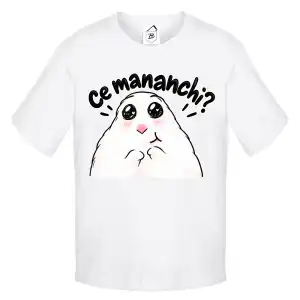 Tricou alb amuzant Ce mananchi cu personaj simpatic