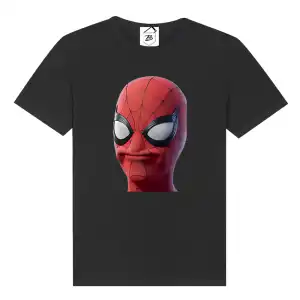 Negru: Tricou negru funny cu mască de erou păianjen și expresie meme