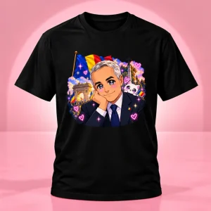 Tricou România Anime - Portret Kawaii cu Tricolor