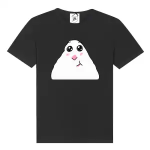 Tricou negru funny cu șoricel pufos și expresie simpatică